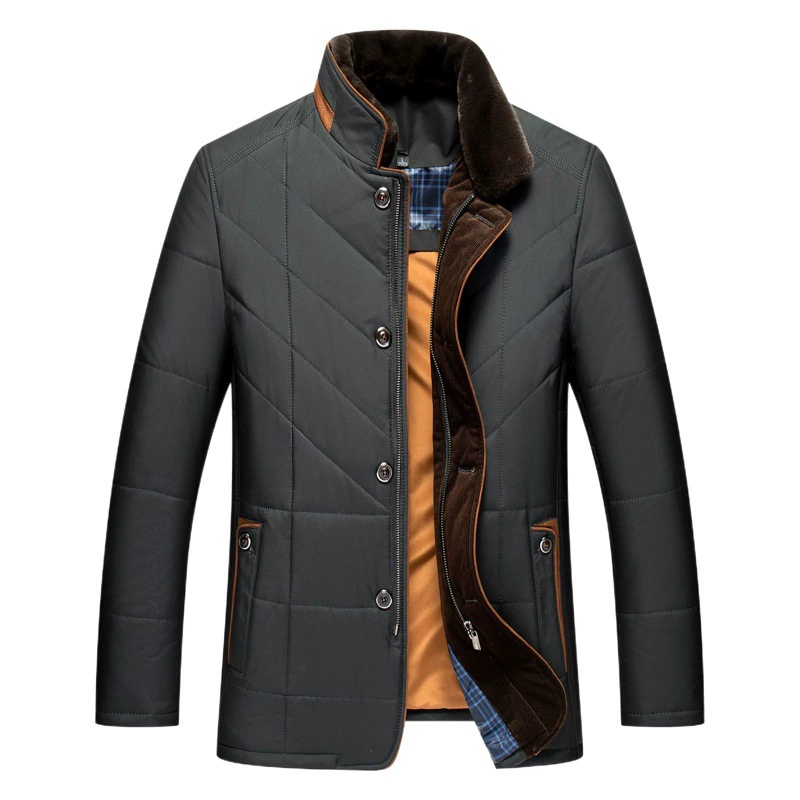 Мужская теплая повседневная хлопковая куртка с воротником-стойкой, утепленная, модная, для мужчин среднего и старшего возраста, верхняя одежда для зимы 2026 года.