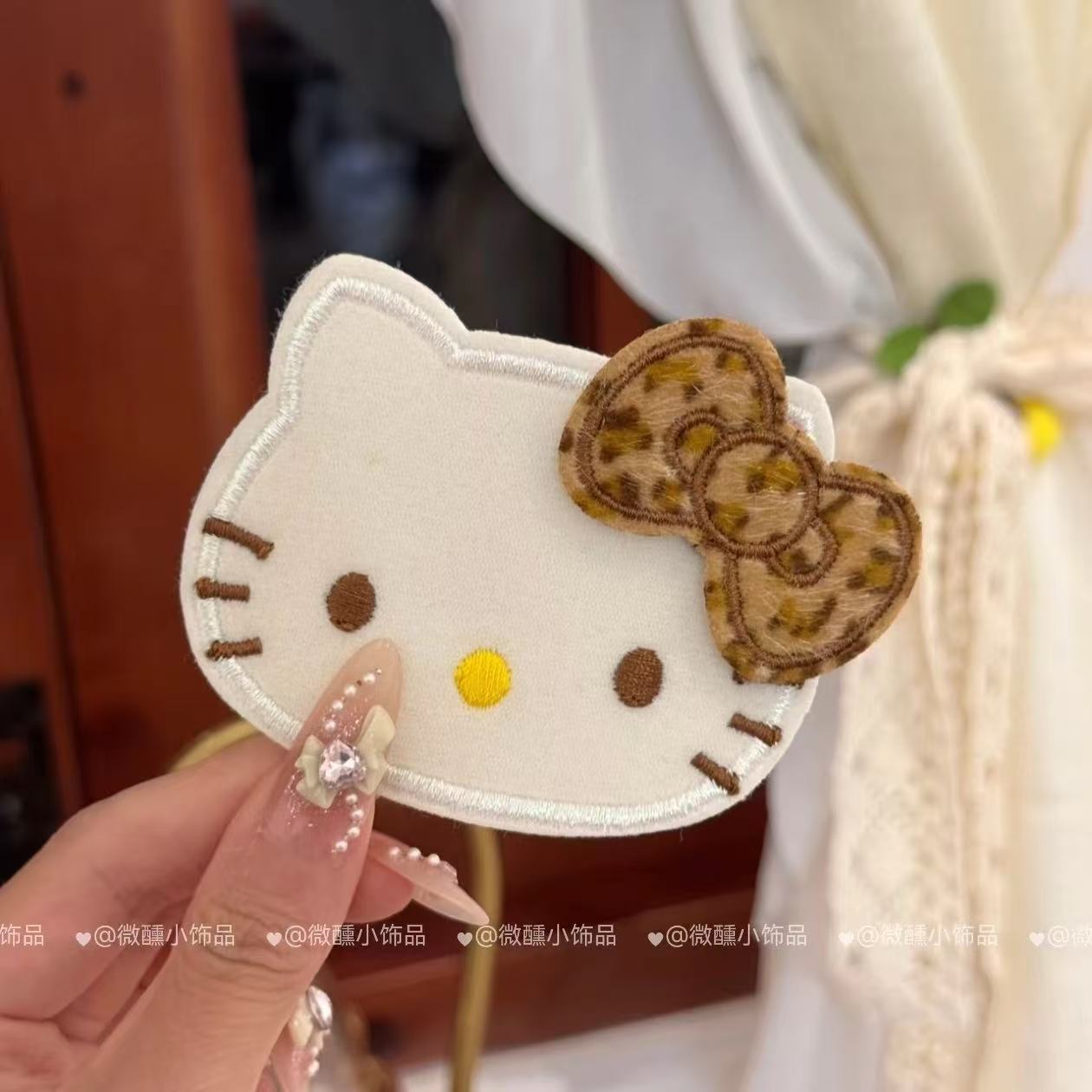 adorable kitty pegatinas de frisa dulce chica marshmallow gato pegatinas de cabello rotas velcro sin marcas adornamiento para el cabello