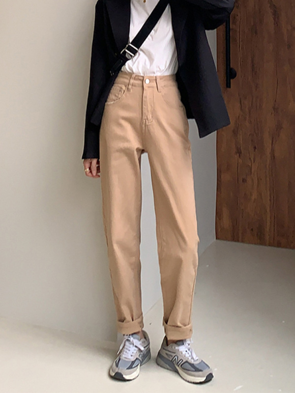 Khaki Jeans for Women, Autumn Stretch Straight-Leg Slimming Harem Cropped Pants, 2025 New Versatile Carrot Dad Pants Khaki Jeans for Women, Autumn Stretch Straight-Leg Slimming Harem Cropped Pants, 2025 New Versatile Carrot Dad Pants