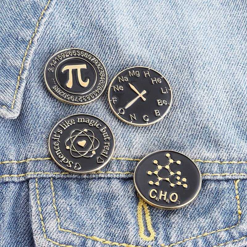 Dark round badge personality simple symbol formula pattern Series paint alloy accessories brooch wholesale Dark round badge personality simple symbol formula pattern Series paint alloy accessories brooch wholesale