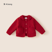 宥宝童装女童外套秋冬款红色冬装上衣小香风新年衣服加厚毛毛衣