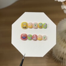 桃汐里【海绵星星小团子儿童甲 】超萌马卡龙海绵宝宝手工穿戴甲