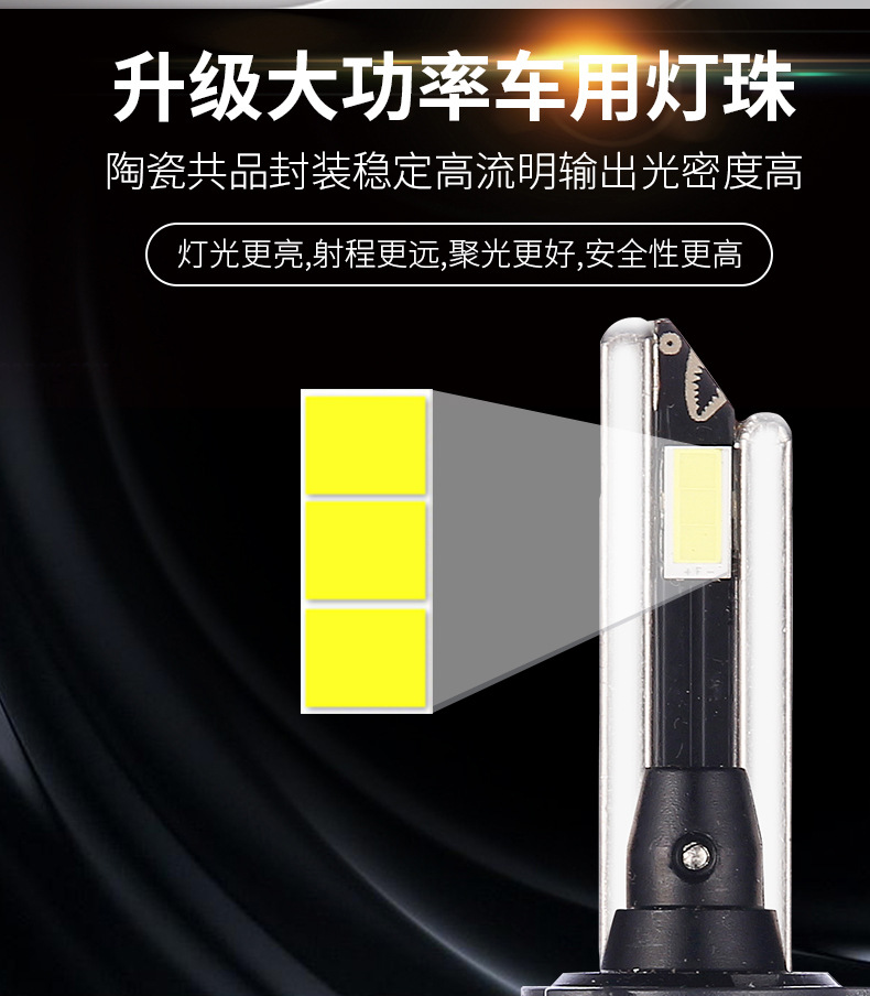 Car Led Headlight High Power H1H4H7H11 Hb3 Copper Tube Small Volume Comes with Decoding High Beam and Low Beam