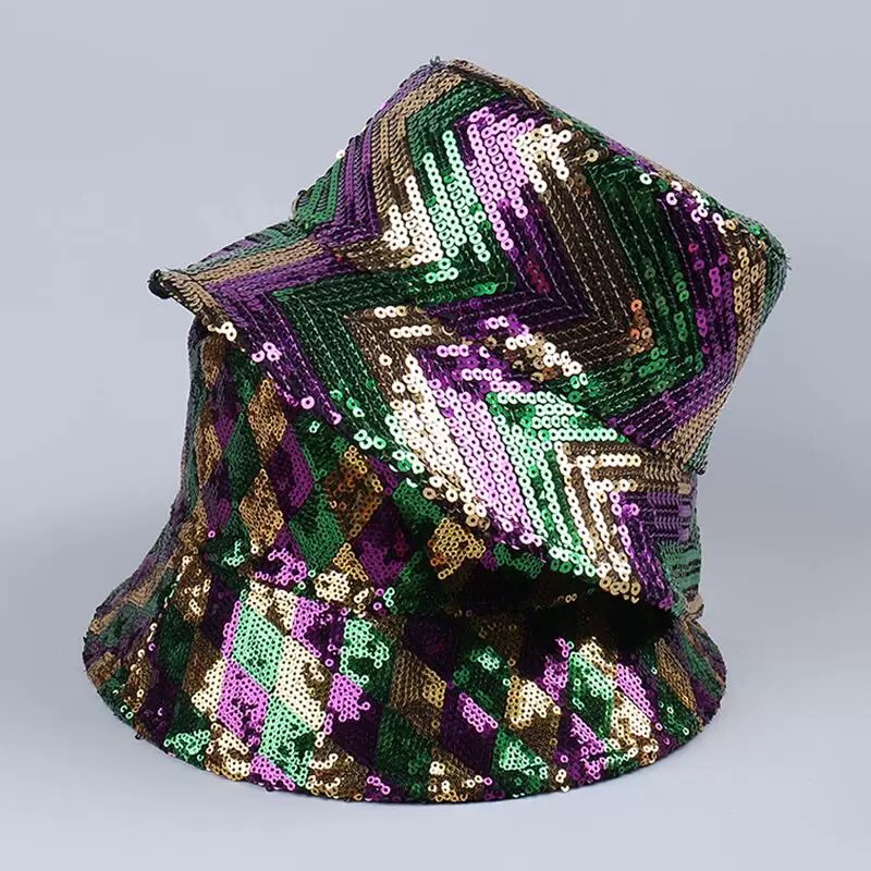 Europe and the United States cross-border sparkling disco seven color sequins fisherman hat new party versatile fashion Denim basin hat