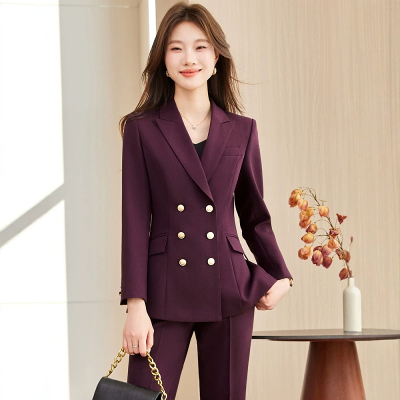 Dark Purple Suit Set for Women 2026 Spring and Autumn New High-End Design Elegant Goddess Style Professional Formal Jacket