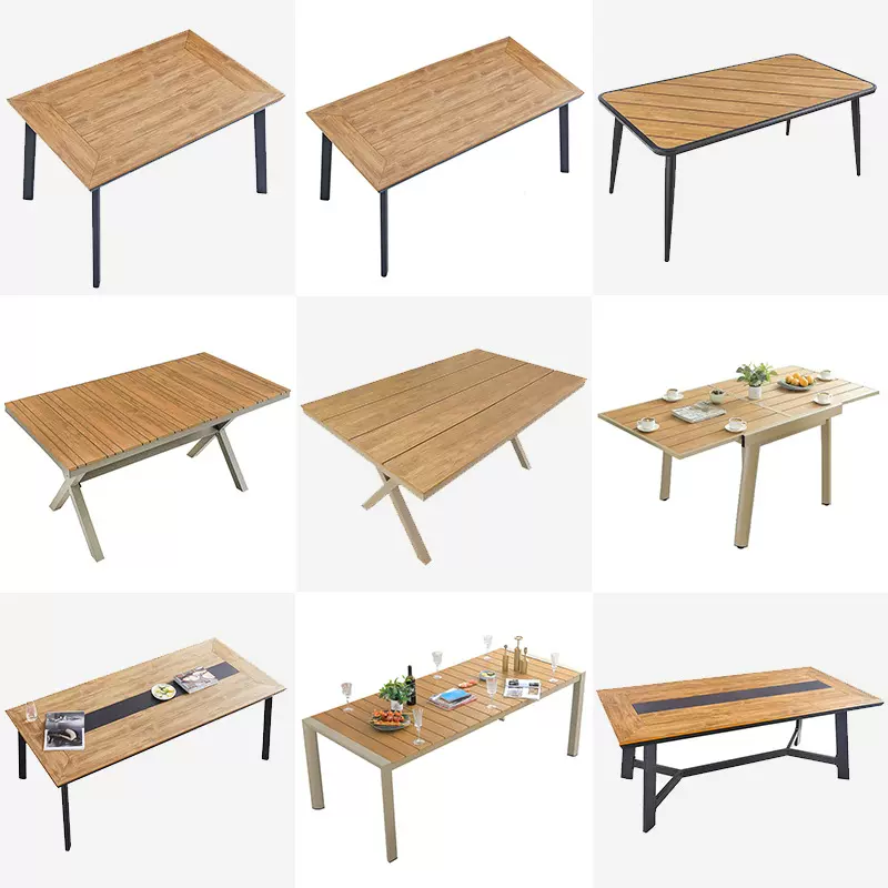 户外塑木桌椅庭院防腐木长桌室外简约防水防晒休闲花园露天桌子