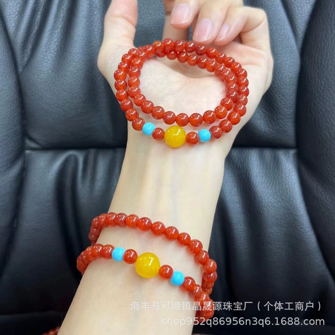 Натуральный красный агат браслет южно-красный браслет из желтого агата с несколькими кругами летняя мода подарок на день рождения