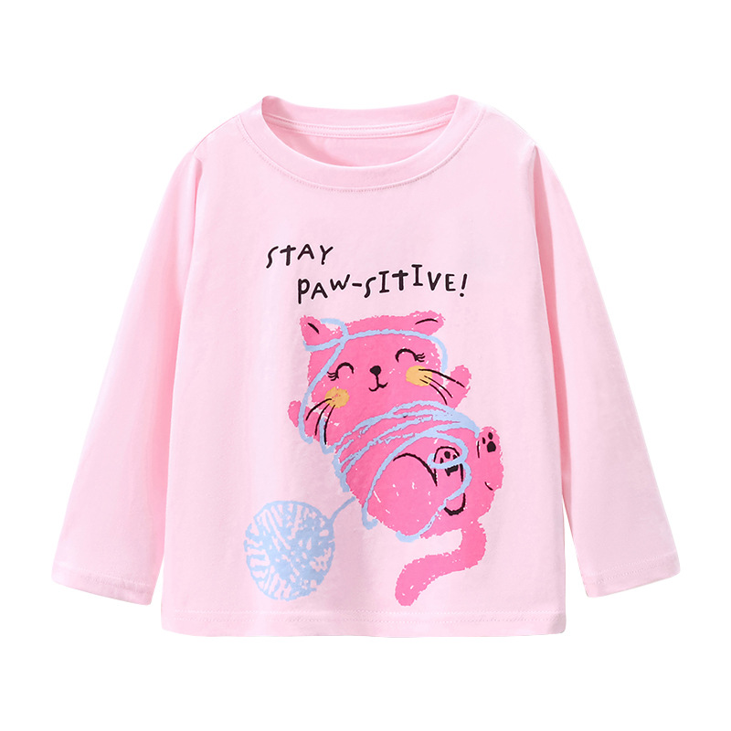 JOJOBEBE Europa y América ropa para niños otoño nueva camiseta de los niños de algodón de manga larga de dibujos animados gatitos