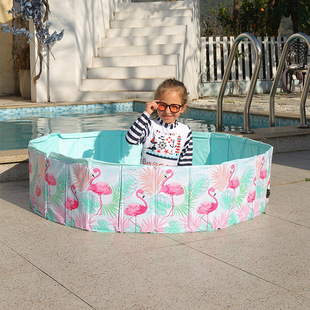 Cross-border Hot-selling Free Inflatable Pet Pool Dog Folding Bath Pool Swimming Pool 120cm Wooden Folding Pool