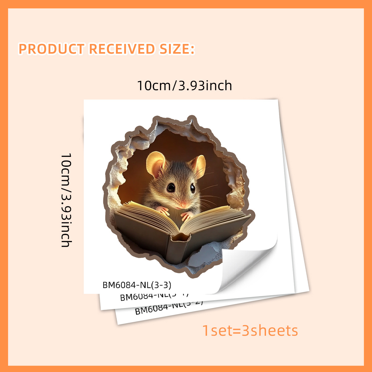 Väggdekal med tecknad 3d-mus i hål för vardagsrum och sovrum_voghion.com