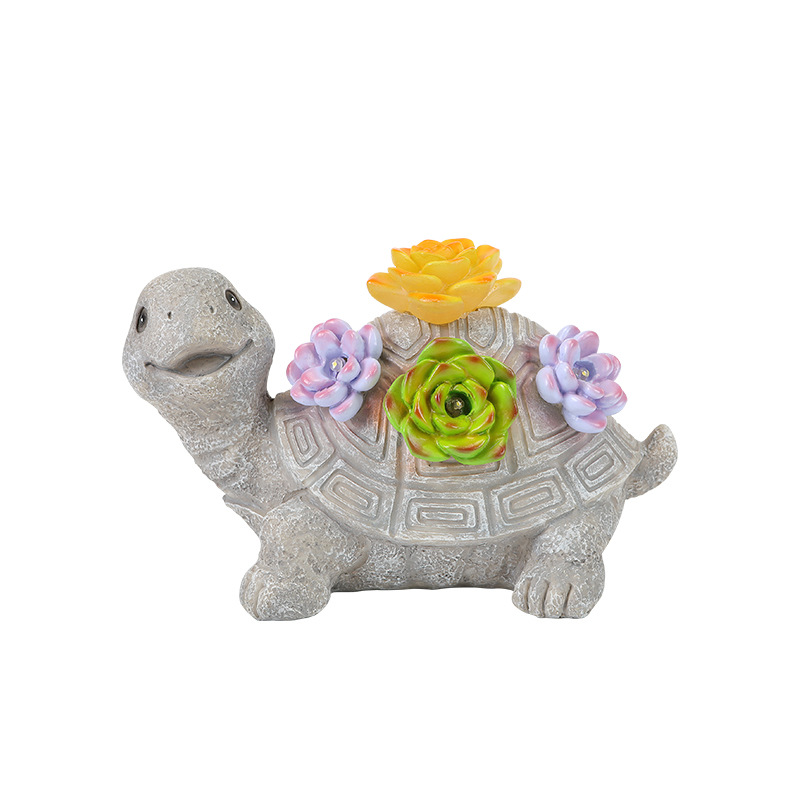 Transfronterizo de amazon luz solar suculenta tortuga decoración jardín decoración regalo de inauguración artesanía de resina