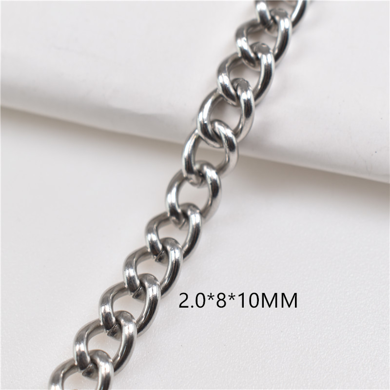 Botones de ocho caracteres, tiras de cadena DIY decoradas con vallas publicitarias de cadena retorcida de acero inoxidable, cadenas colgantes, jeans, ropa colgante, cadenas metálicas