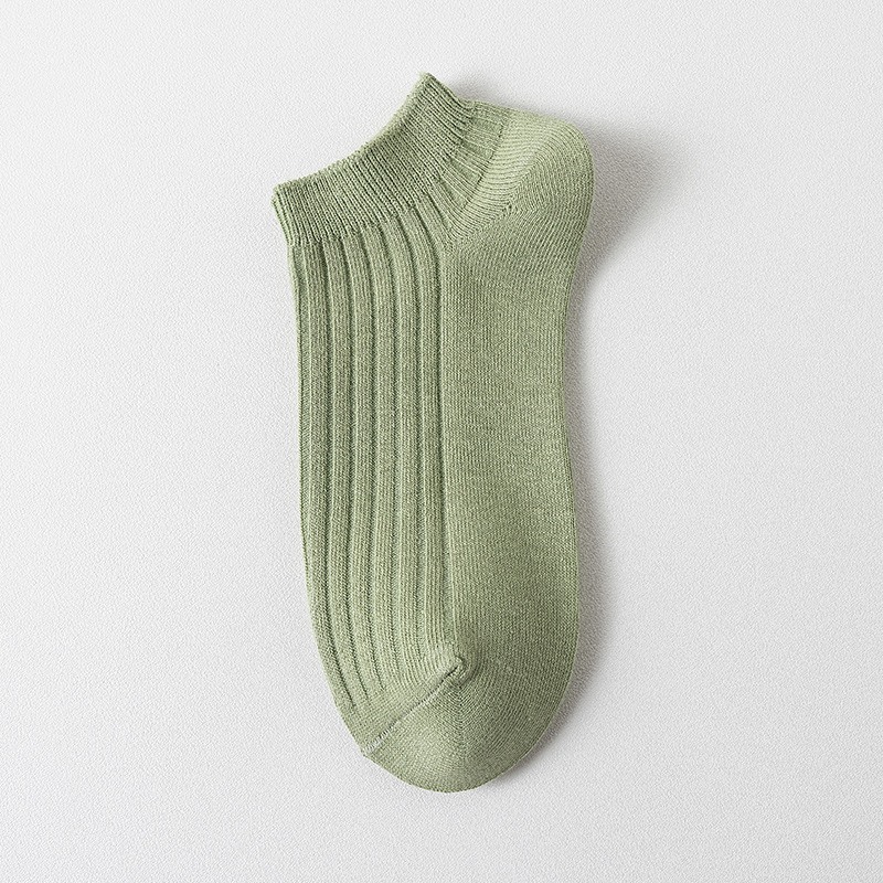 Calcetines de algodón de color sólido fino de verano para mujer Calcetines de color básico japonés de doble aguja calcetines de mujer de corte bajo