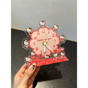 Hellokitty Hello Kitty Акриловые часы для украшения студенческого общежития настольные часы милые мультяшные украшения