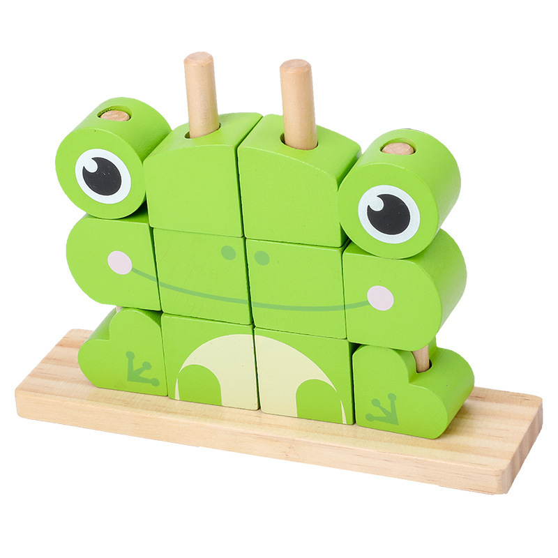 Bloqueo de madera para niños día y noche animal búho león insertado forma cognitiva bloque de construcción juguete granular image 8