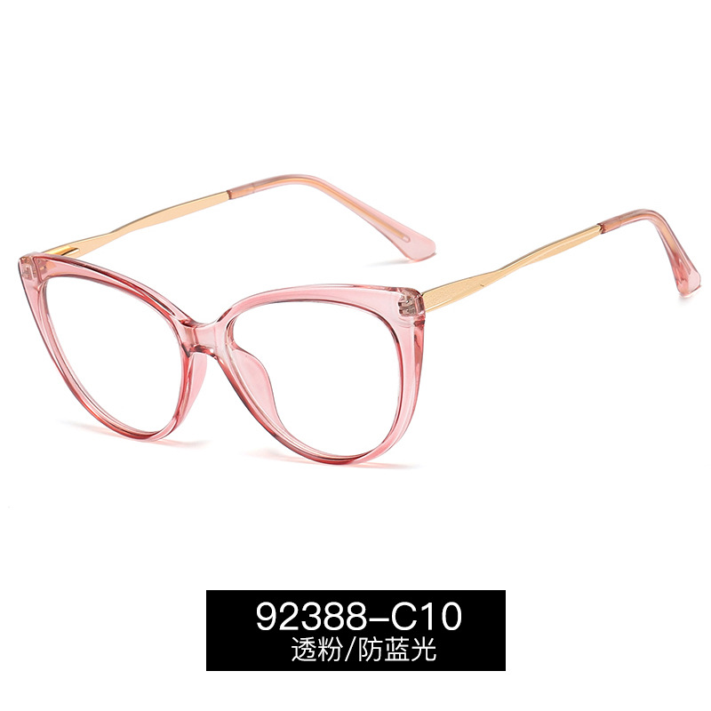 TR92388 metal primavera pierna gato marco anti-azul gafas de luz con gafas de miopía marco TR90 gafas lisas para las mujeres