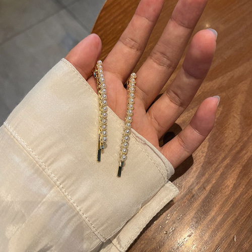 小珍珠发夹女款精致侧边碎发刘海夹一字夹发卡夹子头饰边夹