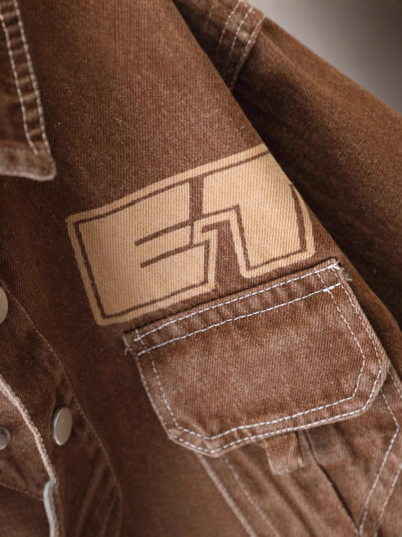 7612 chaqueta de camisa de niño primavera y otoño celebridad de Internet frita ropa de mezclilla de la calle ropa de los niños guapos blusa estampada de primavera