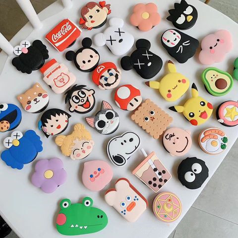 Aplicable a Apple Huawei vivo Android perezoso telescópico plegable teléfono móvil soporte anillo hebilla lindo puesto de dibujos animados