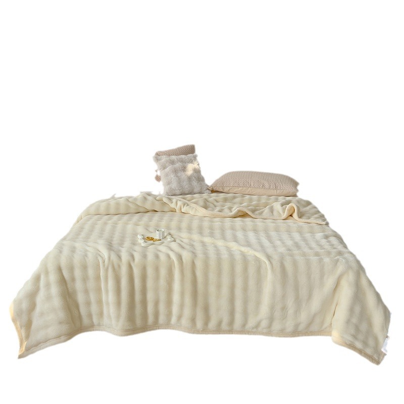 Nuevo producto exportación de comercio exterior Clase A madre e hijo conejo terciopelo gran burbuja franela leche terciopelo color sólido aire acondicionado manta para la siesta