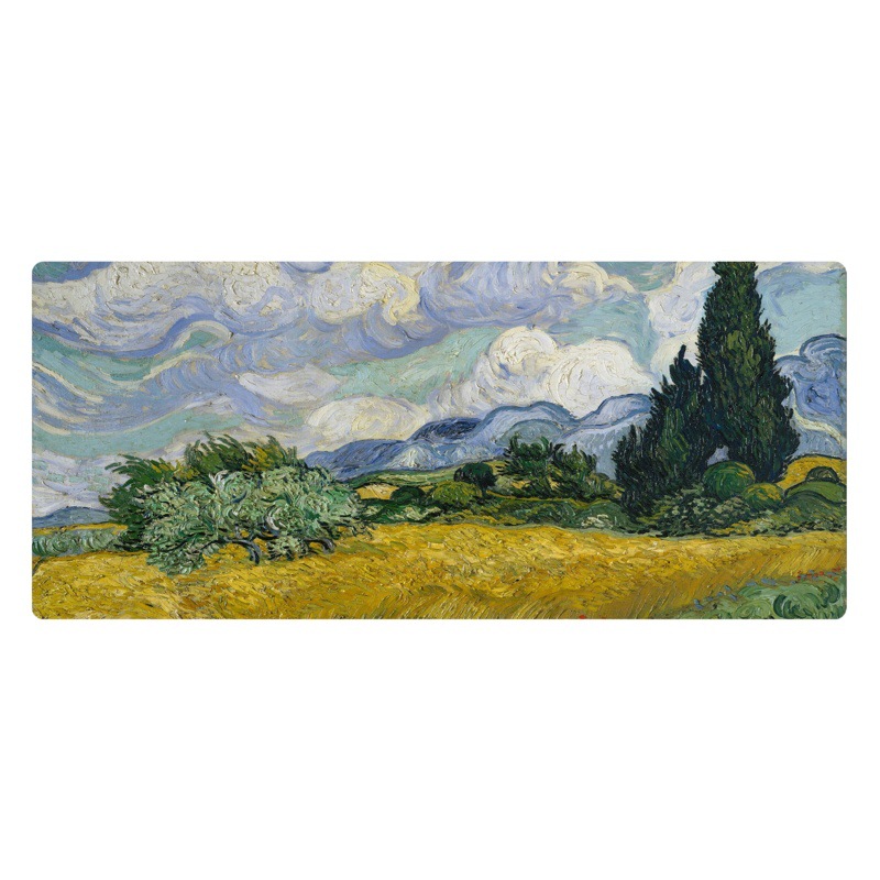Alfombrilla de ratón paisaje pintura al óleo Van Gogh arte estera de escritorio de la computadora de gran tamaño estera de escritorio de bloqueo de precisión estera antideslizante