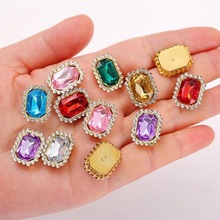 15x20mm双层方形钻蝴蝶结水钻diy材料飘带发饰心花心手工饰品配件