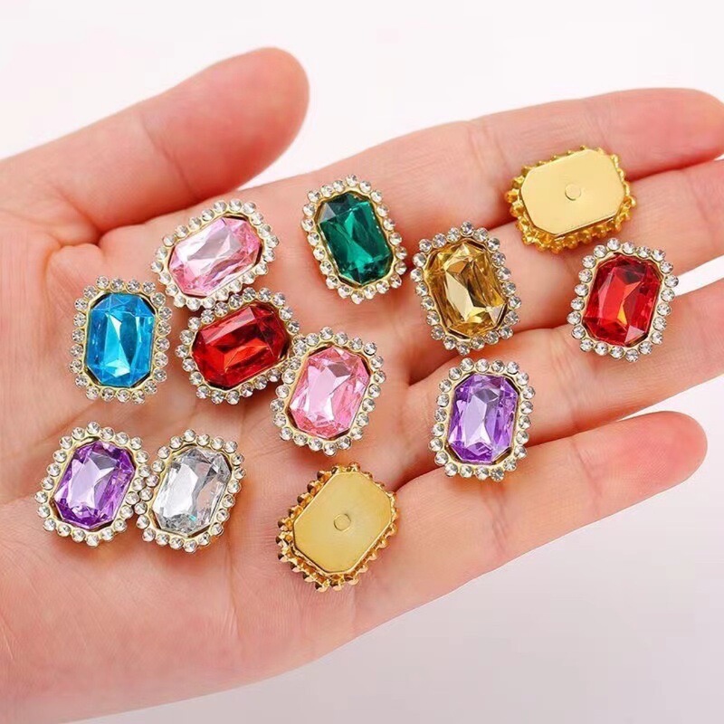 15x 20mm double-layer square diamond bow rhinestone diy material ribbon hair accessories flower heart handmade jewelry accessories