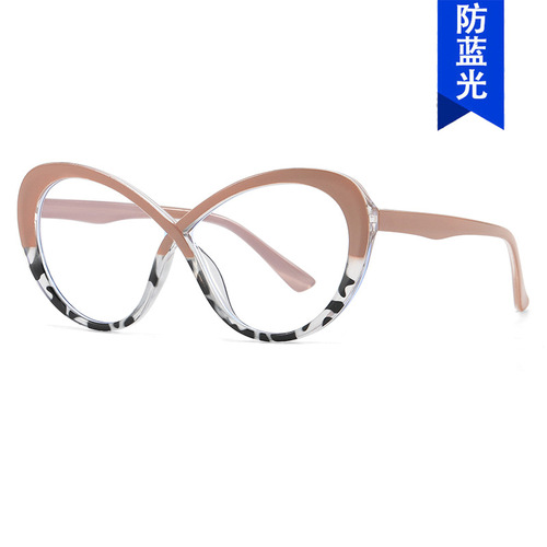 个性撞色拼接防蓝光眼镜框女ins网红同款平光镜跨境凹造型眼镜架