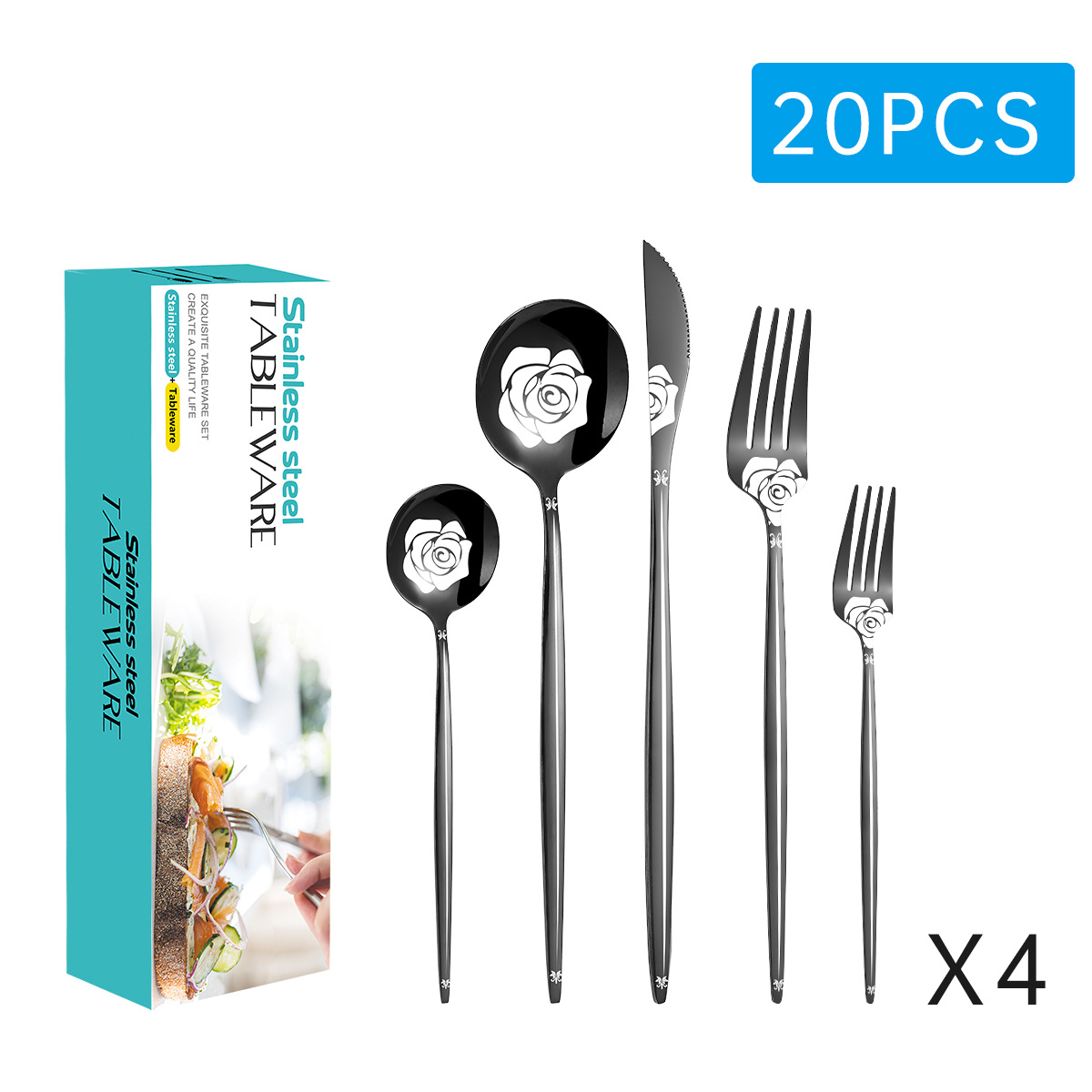 블랙 20 PC 세트 (파란색 치약 상자)