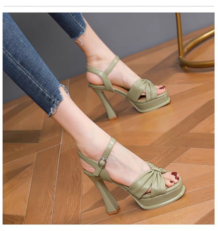 Women's High-Heeled 2024 Summer New Style High-End Chunky Heel Sandals With Waterproof Platform And Single Strap Buckle_vogvips.com