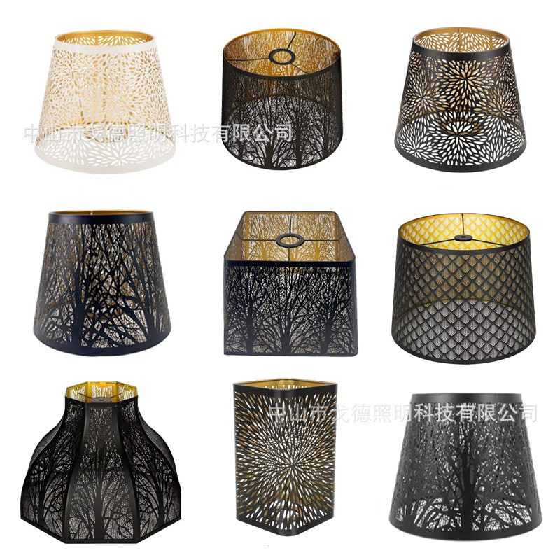 Factory Direct Supply for Cross-Border Export, Laser-Engraved Lampshade, Iron Art Hollow-Out Lampshade, Amazon Hot-Selling Iron Lampshade