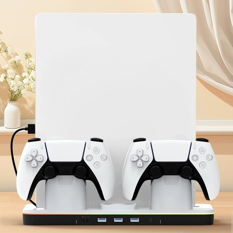 PS5 SLIM Pro Большой Хозяин Порошок Быстрая зарядка Нижний вентилятор охлаждения Подсветка RGB светительная станция