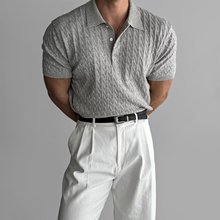 2025针织polo衫男短袖高级感潮牌男装衣服夏季有领透气休闲青年上