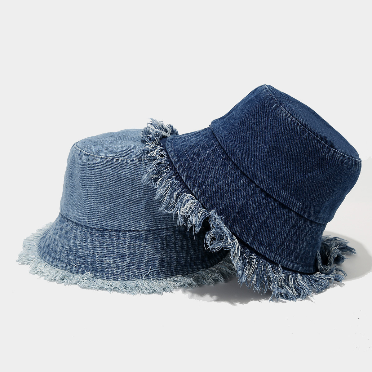 Marca de moda viejo sombrero de pescador de mezclilla sin filo moda de la calle de primavera y verano tablero de luz lavada sombrero de lavabo grande sombrero de mujer