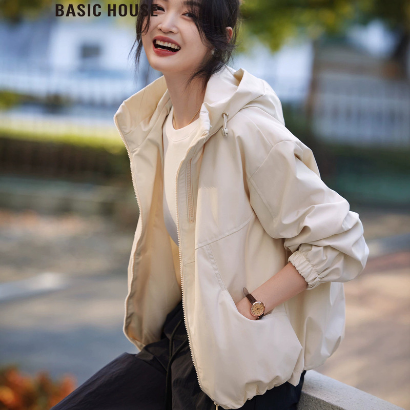 Basic House/Baijiahao same style American outdoor casual hooded sports jacket for women, Fall 2026