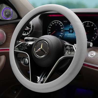 New Thickened Steering Wheel Cover Steering wheel cover - thickened-130g-pure-silicone-roundd-shaped-universal-grey-36cm-42cm