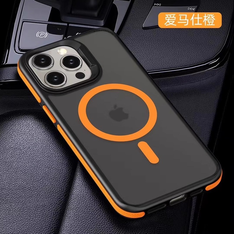 適用アップル16promaxフロスト磁気吸引携帯ケース滑り止め衝突色辺iphone15転倒防止14シース|undefined