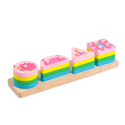 Montessori early education geometric shape matching set of columns building blocks puzzle four sets of columns and five columns shape recognition toys for 1-3 years old