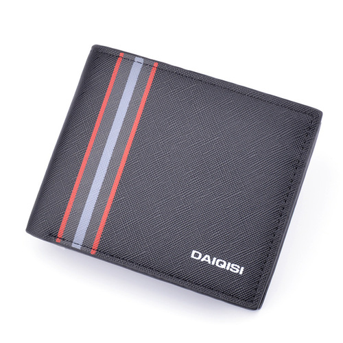 New wallet men's short fashion thin wallet multi-card slot cross pattern wallet zipper horizontal business soft wallet