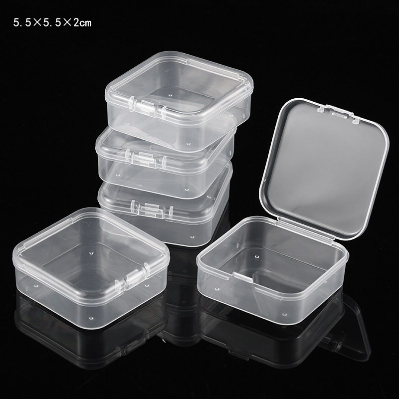 Cuadrado transparente caja de almacenamiento de plástico PP caja de embalaje joyas accesorios de hardware partes tapones para los oídos caja pequeña caja de elemento