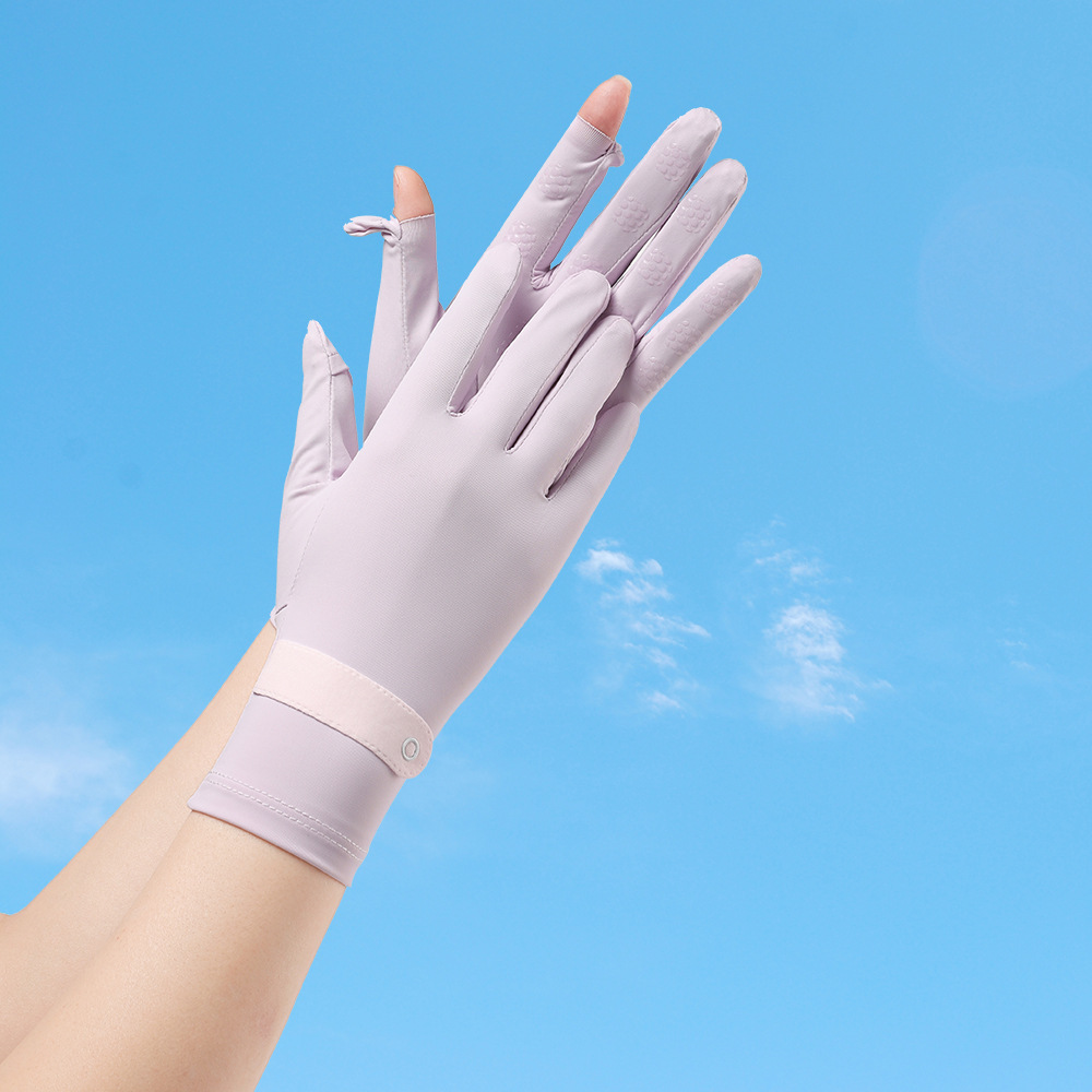 Guantes de protección solar Verano de seda de hielo de las mujeres deportes al aire libre sensibles al hielo fino transpirable antideslizante montar Flip guantes de pantalla táctil