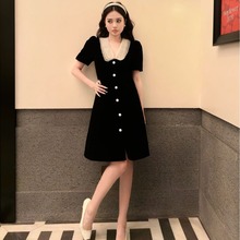 深圳南油高端原单MIU家24新品真丝欧根纱白色V领泡泡袖A字连衣裙