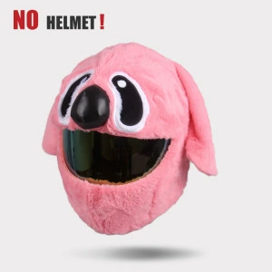 Cartoon Plush Animal Cute Hood – Motosiklet dəbilqələri - pink-dog-head