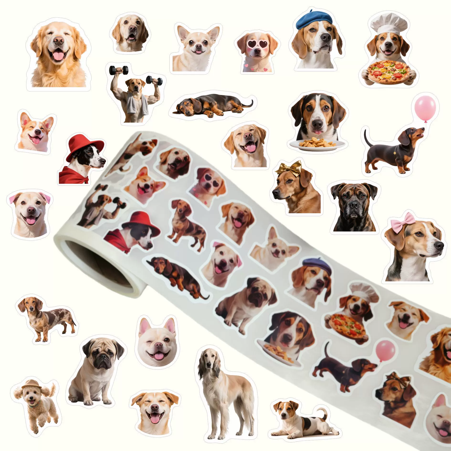 480张小狗狗贴纸防水可爱宠物贴画手账日记本装饰贴学生文具礼物