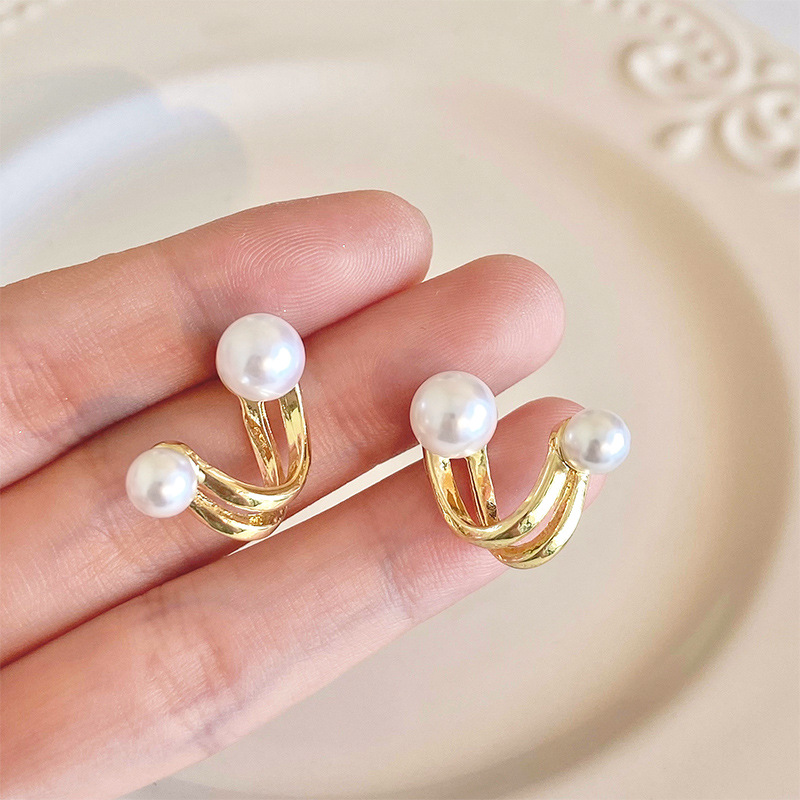 Geometric, Flower Pattern 1 Pair Glam Lady Korean Style Geometric Flower Plating Alloy Ear Studs
