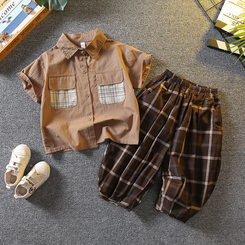 5693 Traje de manga corta de verano para niños 2025 nueva ropa para niños de verano para niños