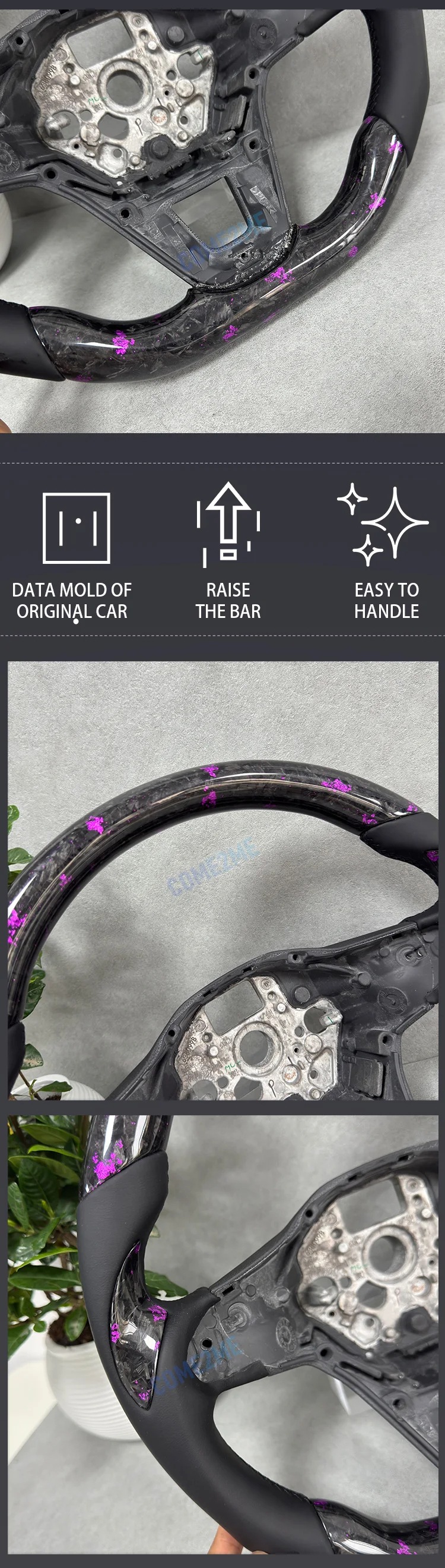 Customized Modified Volkswagen Passat 2020-2021 Purple Forged Carbon Fiber Steering Wheel