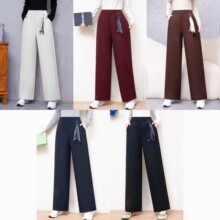 冬季加绒女裤直筒裤阔腿裤西裤女士休闲裤宽松时尚潮流保暖百搭