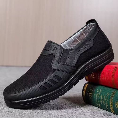 2024 New Old Beijing Cloth Shoes Breathable Men's Shoes Soft Sole Non-Slip Dad Shoes Large Size Men's Shoes Casual Canvas Shoes