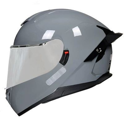 Motosiklet kaskı (dəbilqə) — bluetooth full helmet unisex - cement-grey-silver-mirror-m
